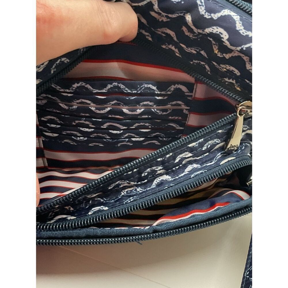 lug Carousel Wavy Navy and White Wave Pattern Crossbody/Belt Bag - Picture 9 of 10
